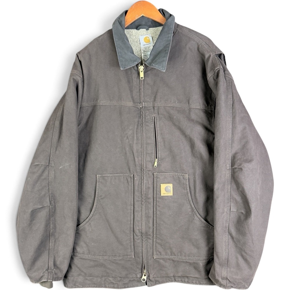Carhartt C61 DKB Sandstone Ridge Coat Dark Brown Sherpa‎ Lined Mens 2XL Tall